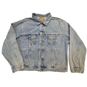 Vintage Haggar Clothing Jean Jacket‎ Men XL Blue Denim Trucker Button Up 90s y2k
